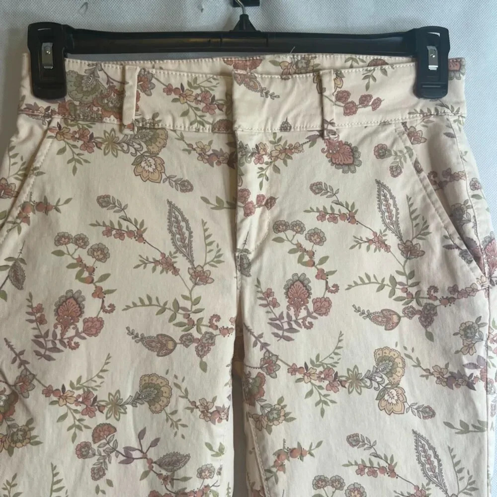 LOFT Blush Pink Floral Slim Ankle Cotton Jeans Women's Size 2‎ - Picture 3 of 7